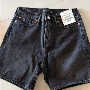 Black Loose Denim Shorts Abercrombie